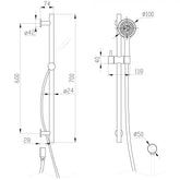 Perfect Rund Multifunction Sliding Shower On Rail In Black